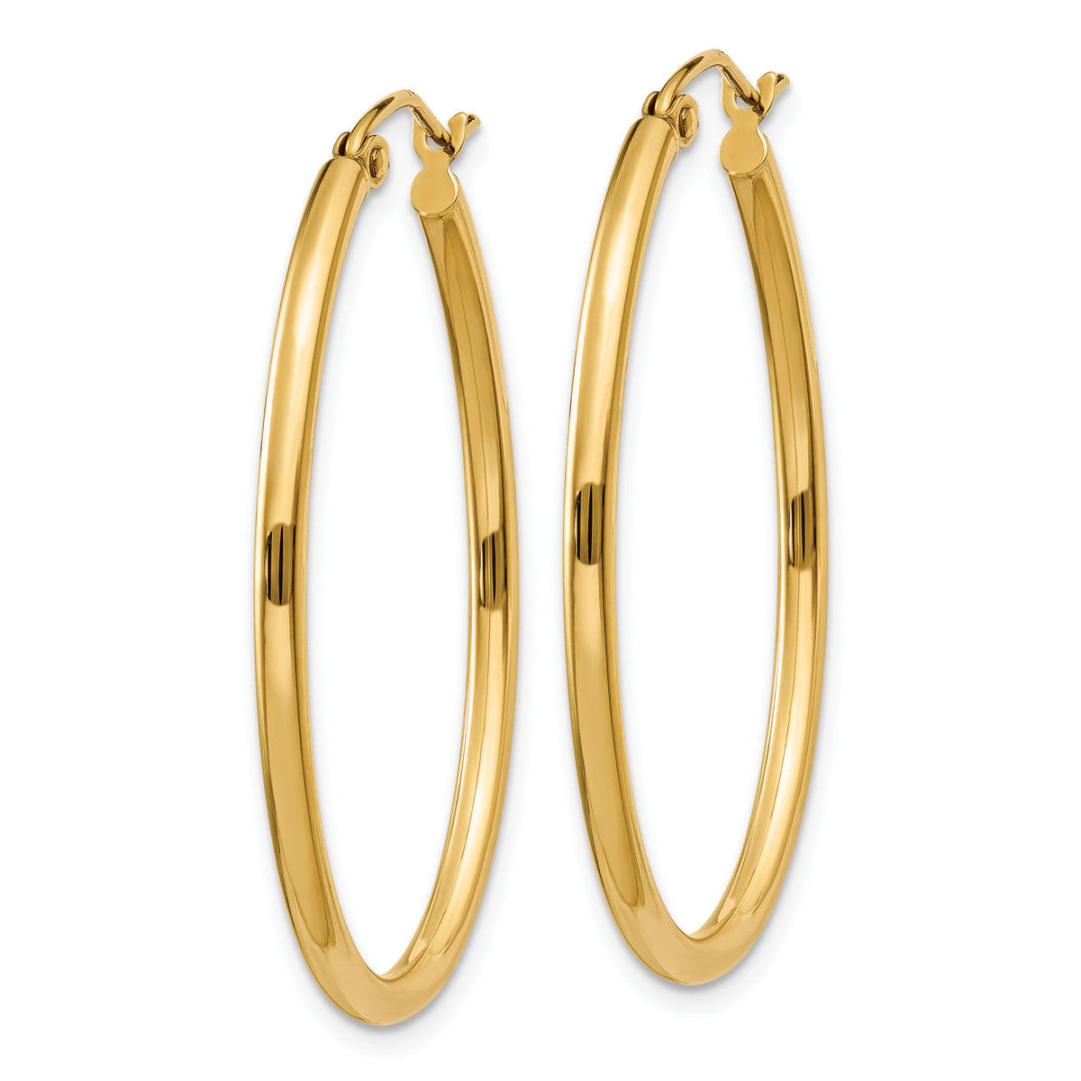14k Oval Polished Hoop Earring-TA258