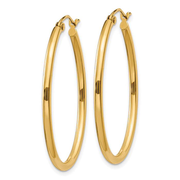 14k Oval Polished Hoop Earring-TA258