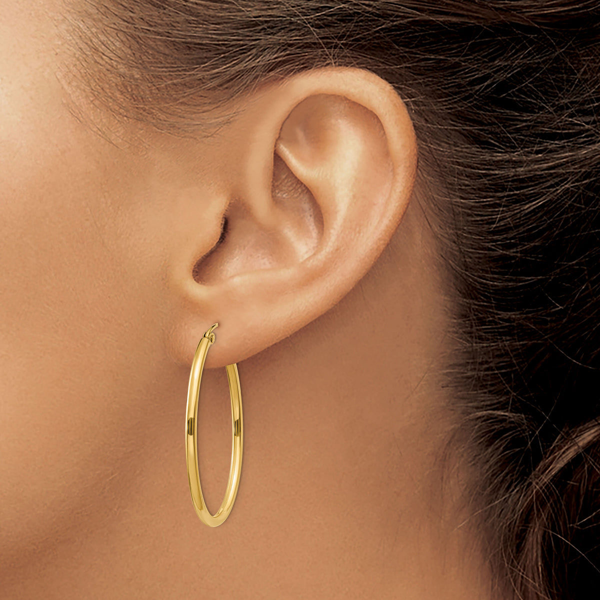 14k Oval Polished Hoop Earring-TA258