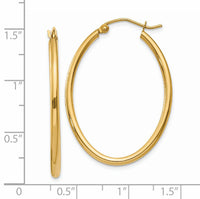 14k Oval Polished Hoop Earring-TA258