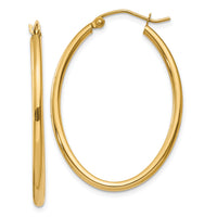 14k Oval Polished Hoop Earring-TA258