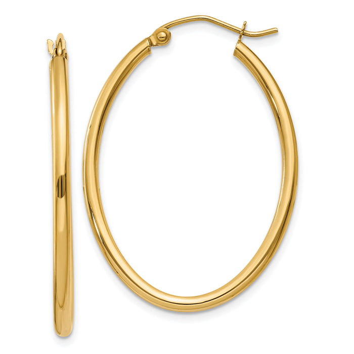 14k Oval Polished Hoop Earring-TA258