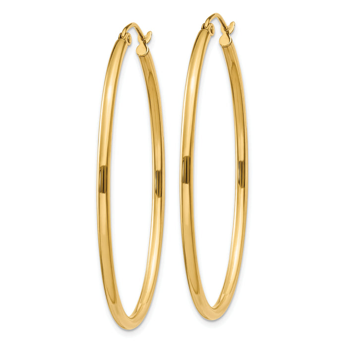 14k Oval Polished Hoop Earring-TA259