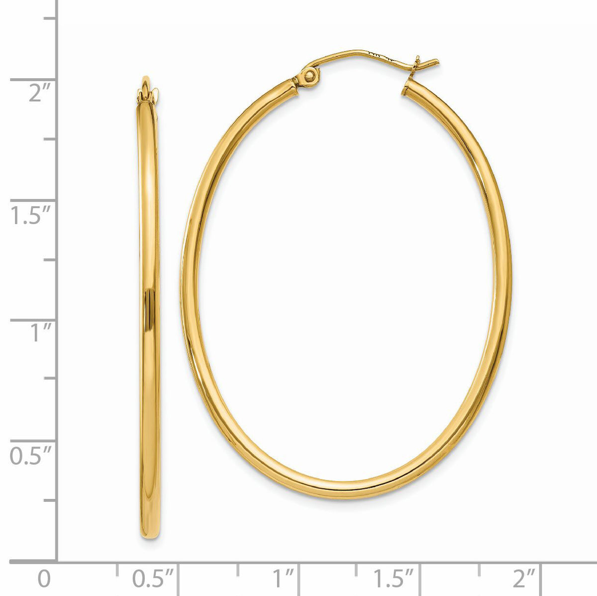 14k Oval Polished Hoop Earring-TA259