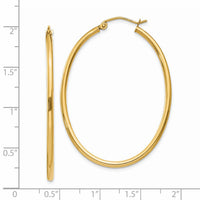 14k Oval Polished Hoop Earring-TA259
