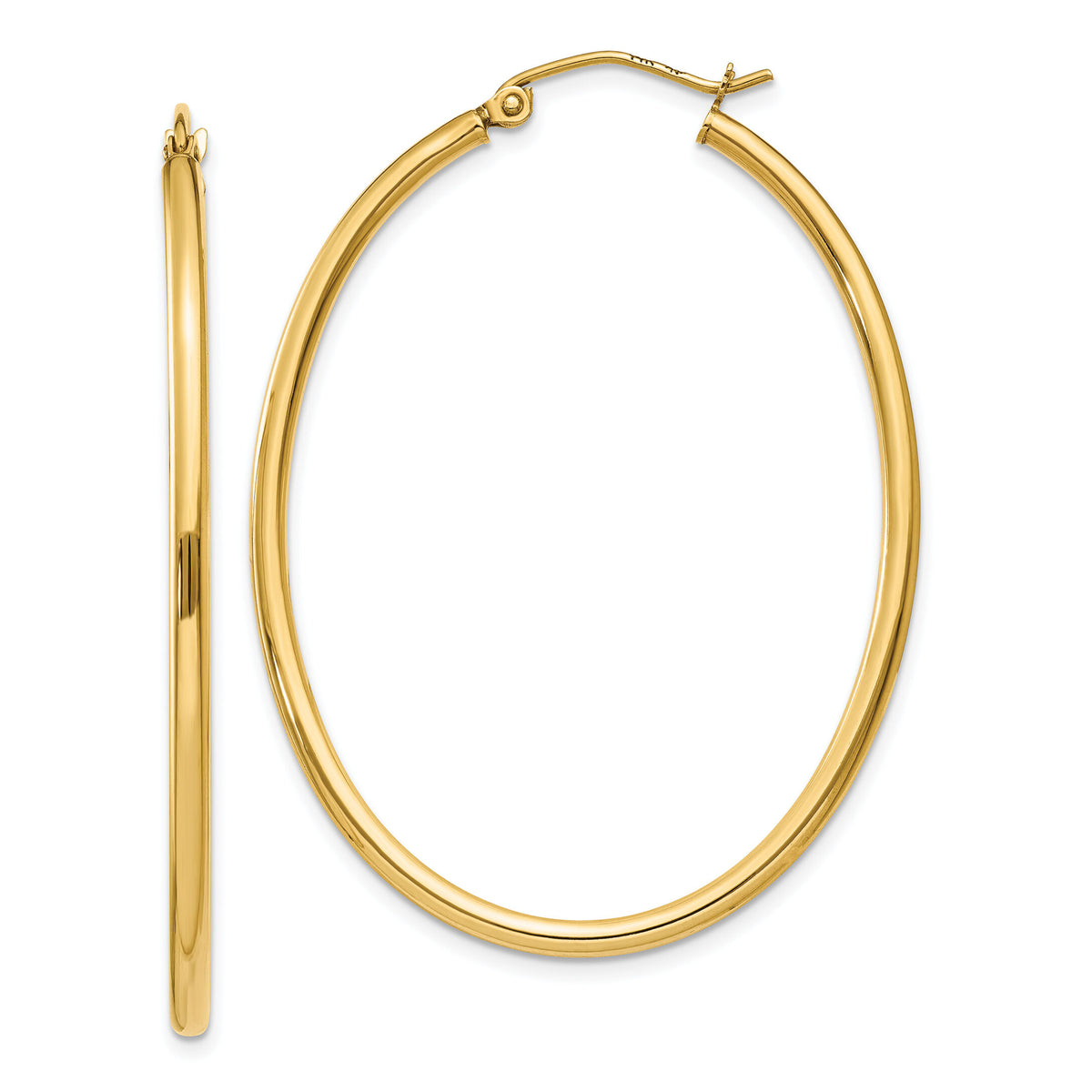 14k Oval Polished Hoop Earring-TA259