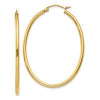 14k Oval Polished Hoop Earring-TA259