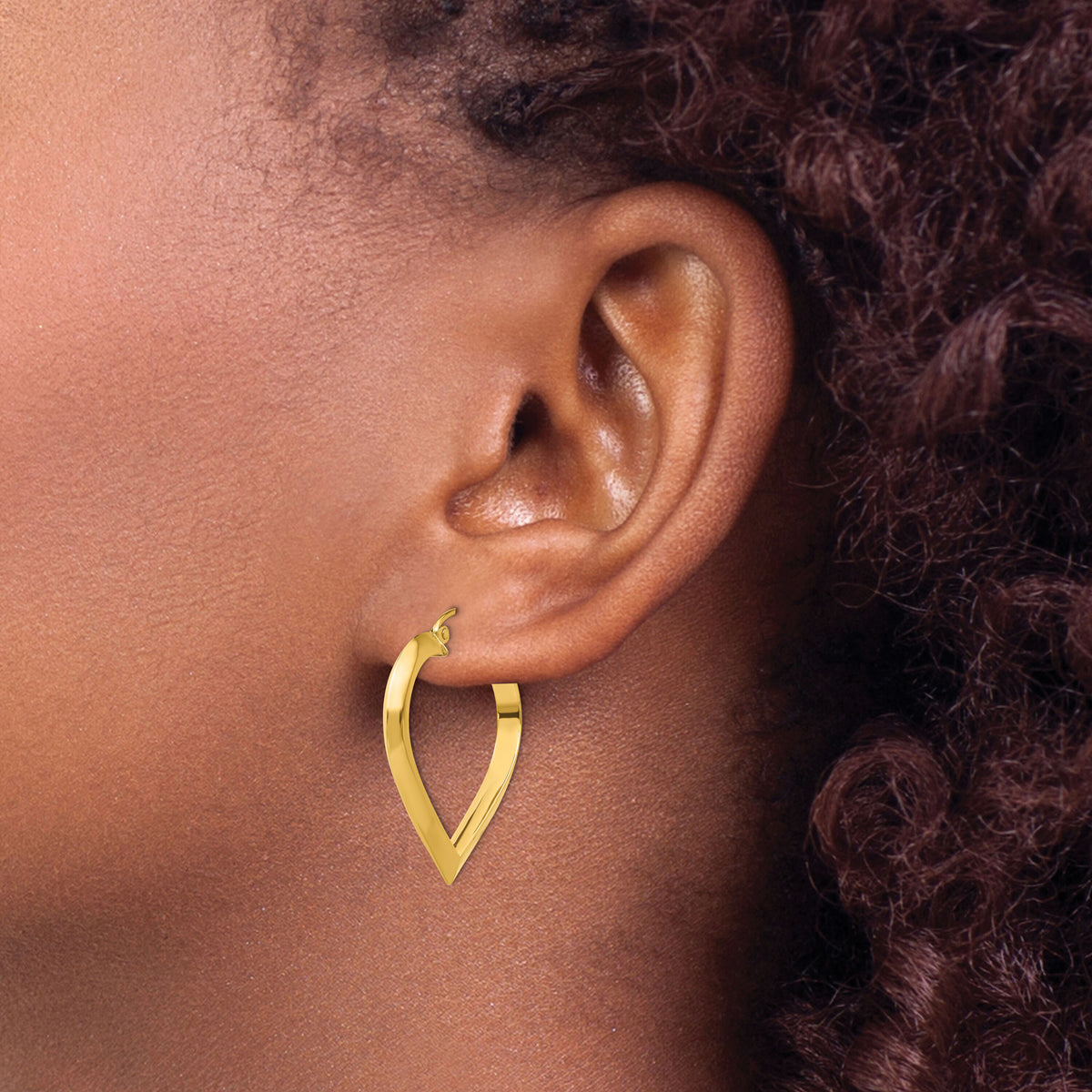 14k Polished Heart Hoop Earring-TA262