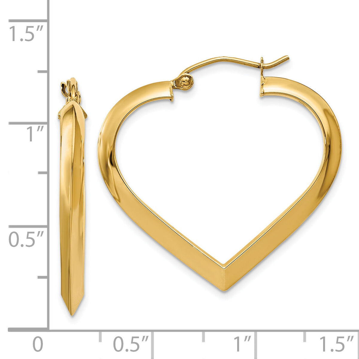 14k Polished Heart Hoop Earring-TA262