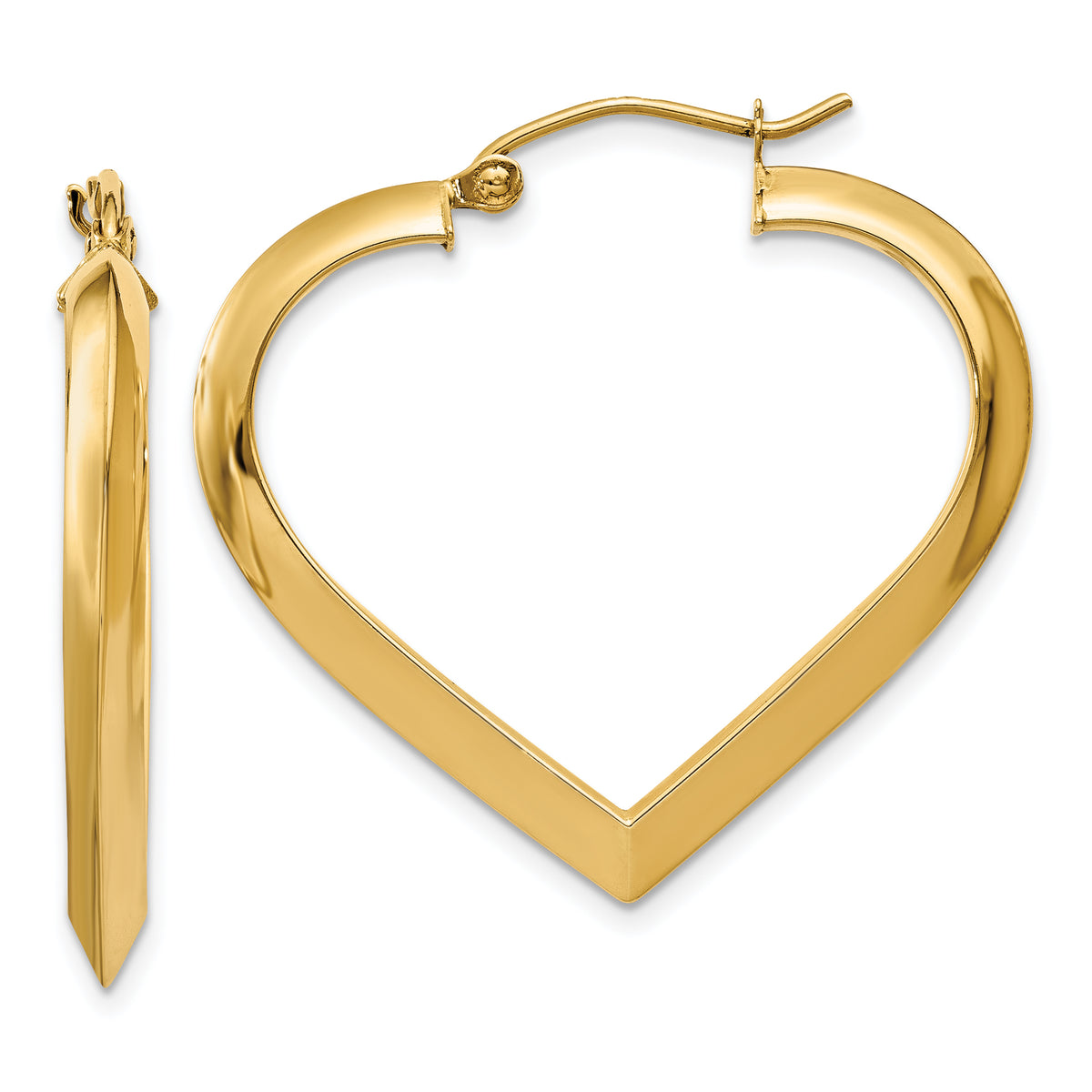 14k Polished Heart Hoop Earring-TA262