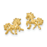 14k Satin Diamond-cut Unicorn Post Earrings-TC1004