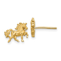14k Satin Diamond-cut Unicorn Post Earrings-TC1004