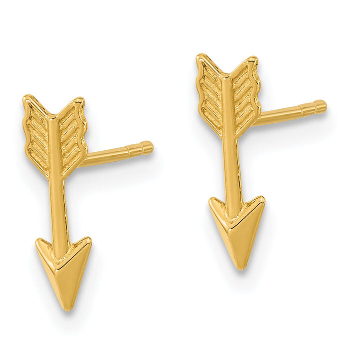 14k Gold Polished Arrow Post Earrings-TC1006