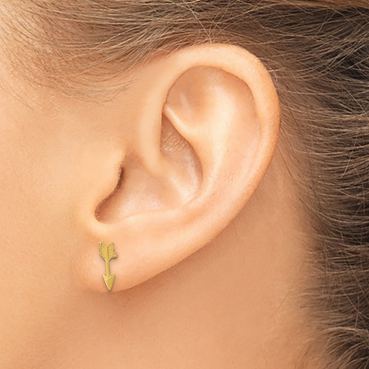 14k Gold Polished Arrow Post Earrings-TC1006