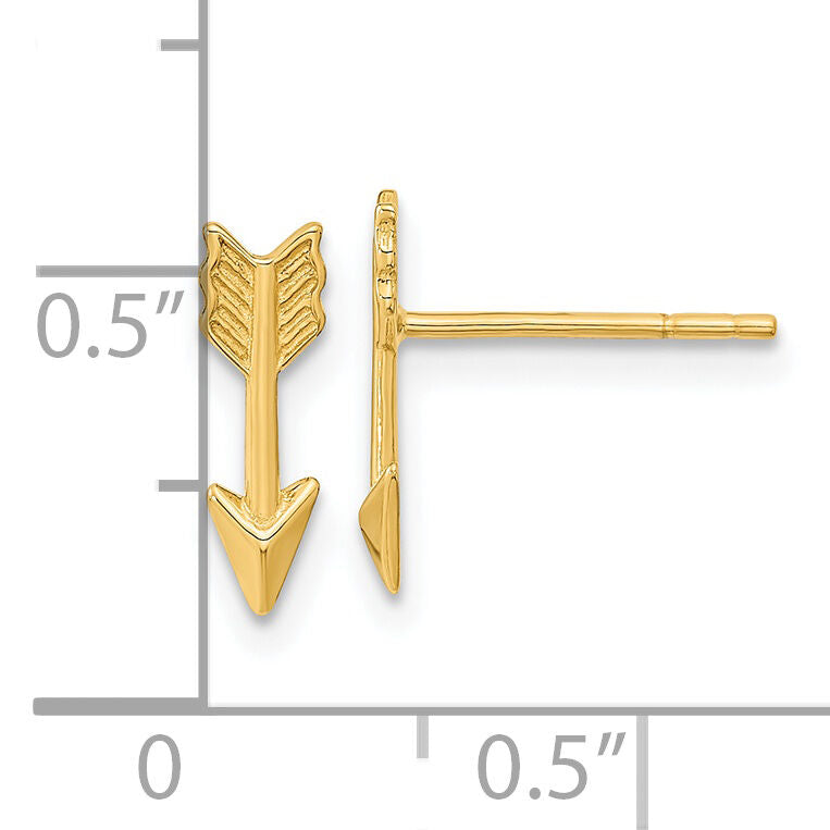 14k Gold Polished Arrow Post Earrings-TC1006