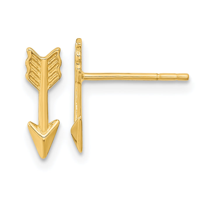 14k Gold Polished Arrow Post Earrings-TC1006