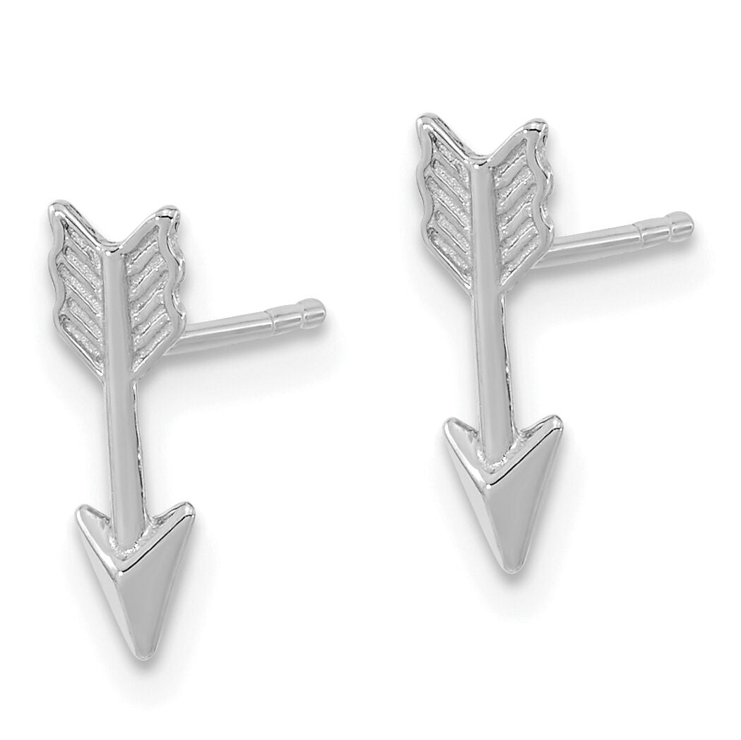 14k White Gold Polished Arrow Post Earrings-TC1006W