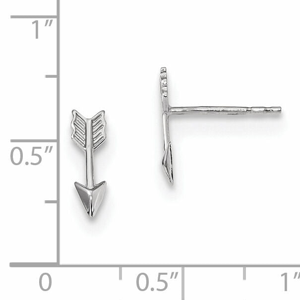 14k White Gold Polished Arrow Post Earrings-TC1006W