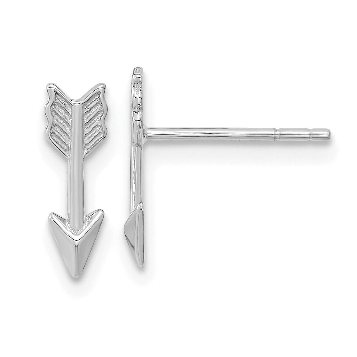 14k White Gold Polished Arrow Post Earrings-TC1006W