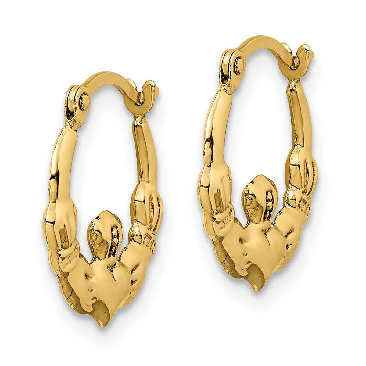 14k Claddagh Hoop Earrings-TC1007