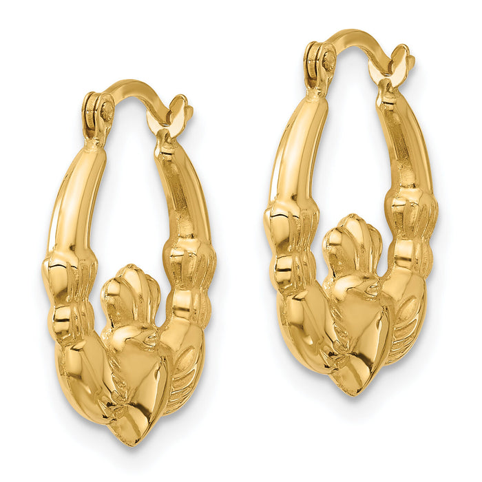 14k Claddagh Hoop Earrings-TC1008