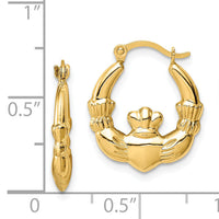 14k Claddagh Hoop Earrings-TC1008
