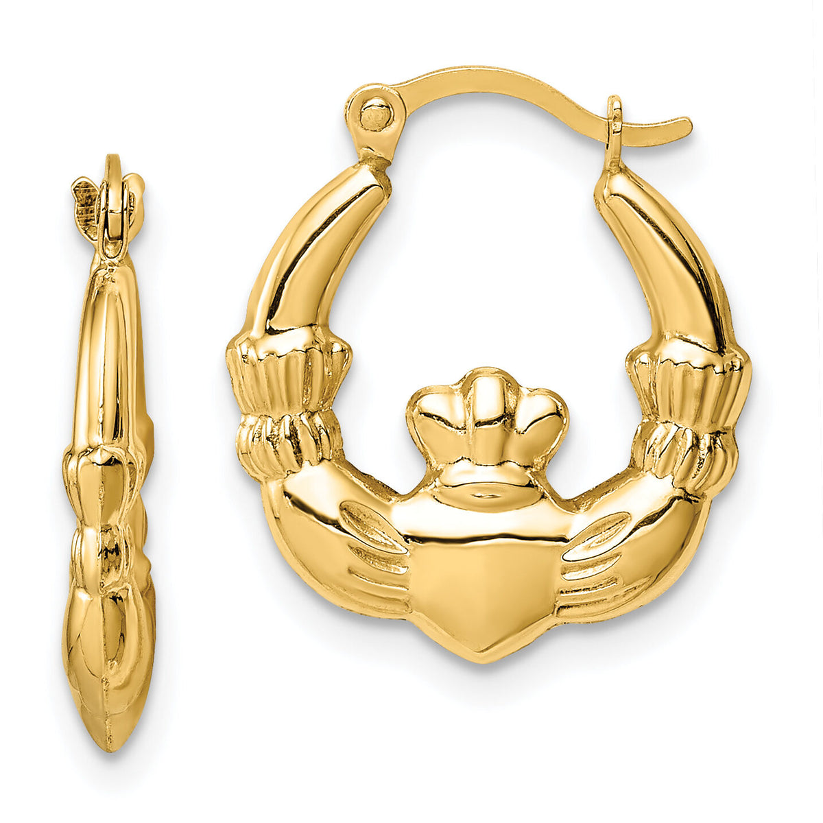 14k Claddagh Hoop Earrings-TC1008