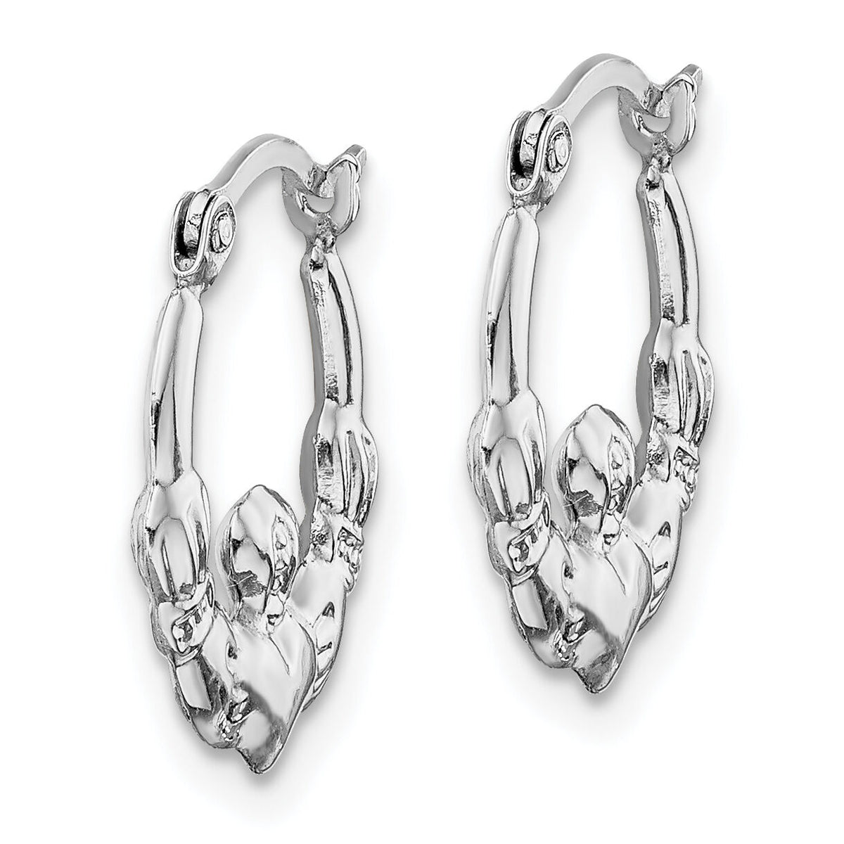 14k White Gold Claddagh Hoop Earrings-TC1011