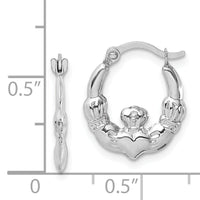 14k White Gold Claddagh Hoop Earrings-TC1011
