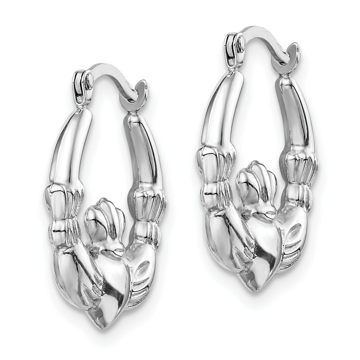14k White Gold Claddagh Hoop Earrings-TC1012