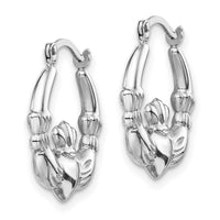 14k White Gold Claddagh Hoop Earrings-TC1012
