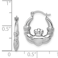 14k White Gold Claddagh Hoop Earrings-TC1012