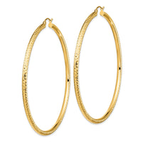14k Lightweight 3mm Diamond-cut Hoop Earrings-TC1013