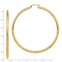 14k Lightweight 3mm Diamond-cut Hoop Earrings-TC1013