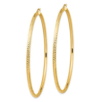 14k Lightweight 3mm Diamond-cut Hoop Earrings-TC1014