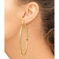 14k Lightweight 3mm Diamond-cut Hoop Earrings-TC1014