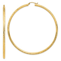 14k Lightweight 3mm Diamond-cut Hoop Earrings-TC1014