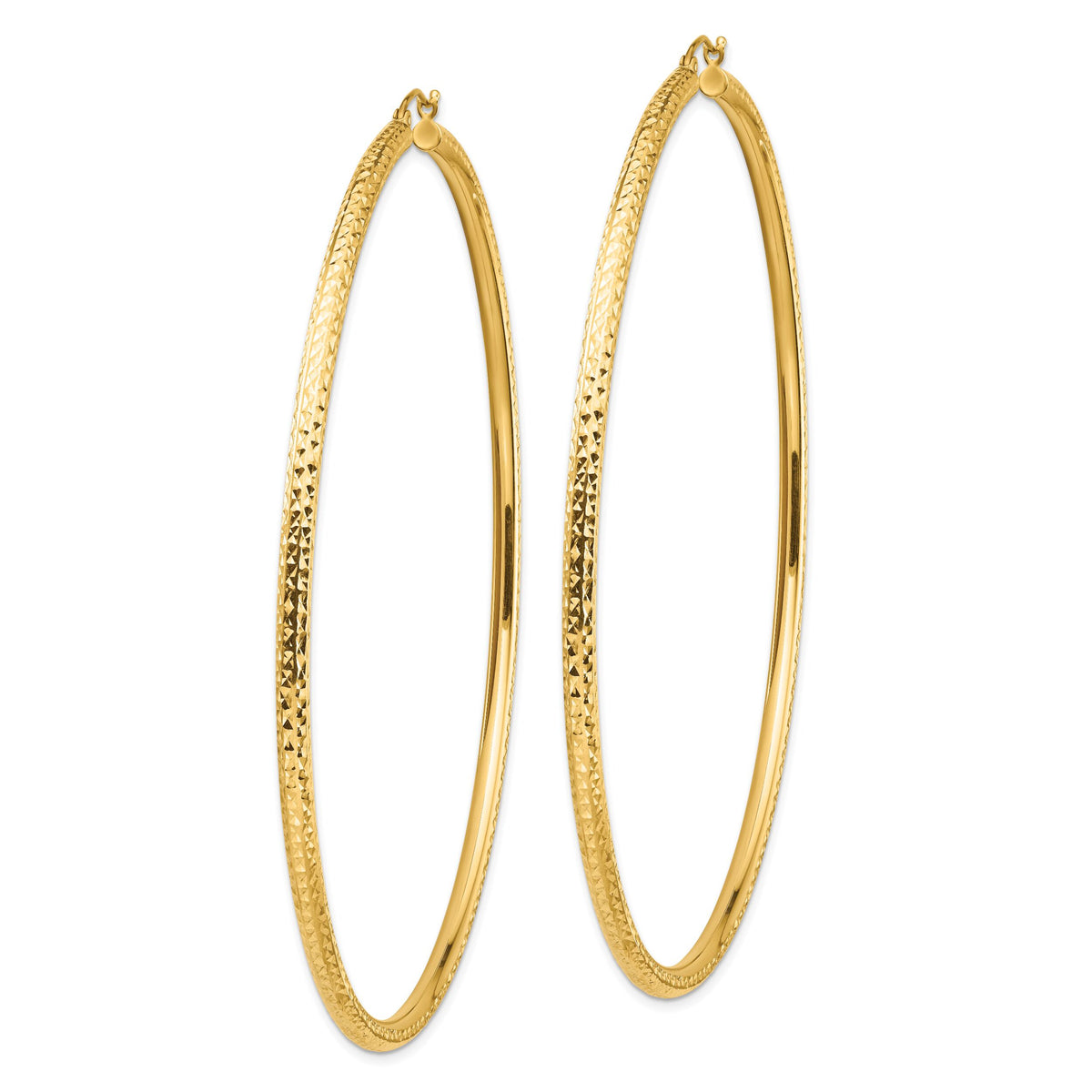 14k Lightweight 3mm Diamond-cut Hoop Earrings-TC1015