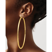 14k Lightweight 3mm Diamond-cut Hoop Earrings-TC1015