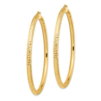 14k Diamond-cut 4x70mm Lightweight Tube Hoop Earrings-TC1020