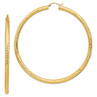14k Diamond-cut 4x80mm Lightweight Tube Hoop Earrings-TC1021