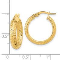 14K Polished and Diamond-cut Inside and Out Fancy Hoop Earrings-TC1023