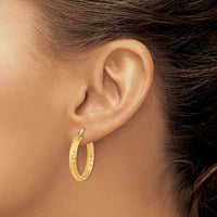 14K Polished and Diamond-cut Inside and Out Fancy Hoop Earrings-TC1024
