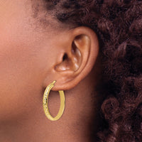 14K Polished Diamond Cut Hoop Earrings-TC1027