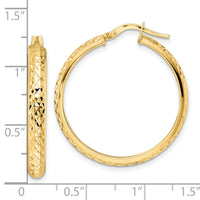 14K Polished Diamond Cut Hoop Earrings-TC1027