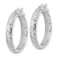 14K White Gold Diamond Cut Hoop Earrings-TC1028