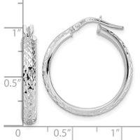 14K White Gold Diamond Cut Hoop Earrings-TC1028