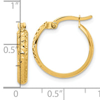 14K Polished and Diamond-cut Hoop Earrings-TC1042