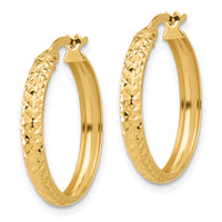 14K Polished and Diamond-cut Hoop Earrings-TC1043