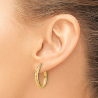 14K Polished and Diamond-cut Hoop Earrings-TC1043
